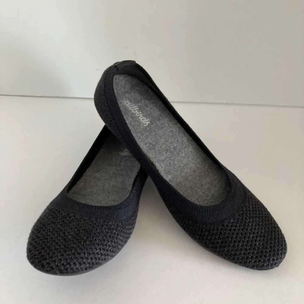 Allbirds Women Tree Breezers TB Knit Ballet Flats Shoes Black Round Toe 7M EUC